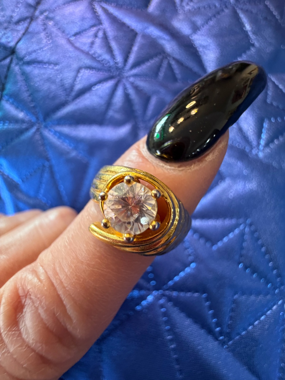 Park Lane Gold Tone Clear Stone Statement Ring – Size 7